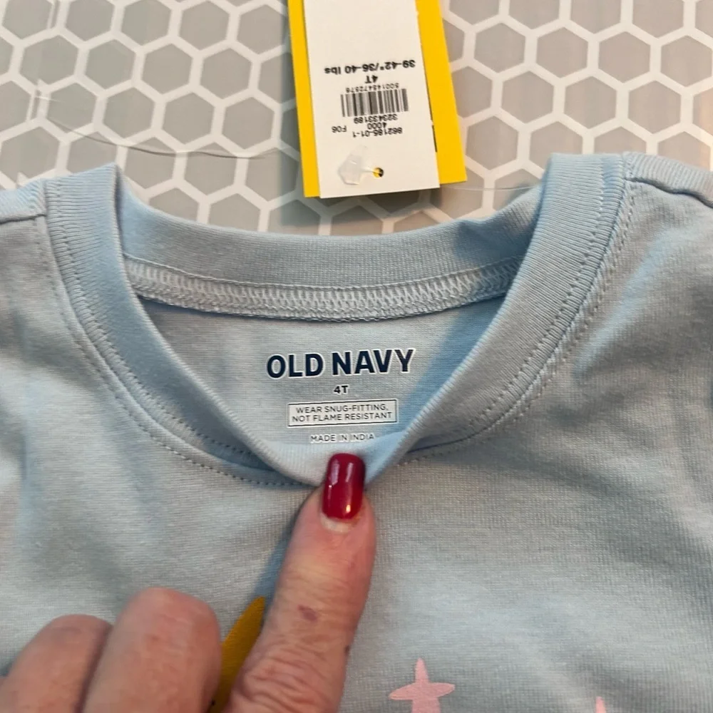 NWT Old Navy Light Blue Star Gaze Kids Pajama Set w Planet and Sun Print Size 4T